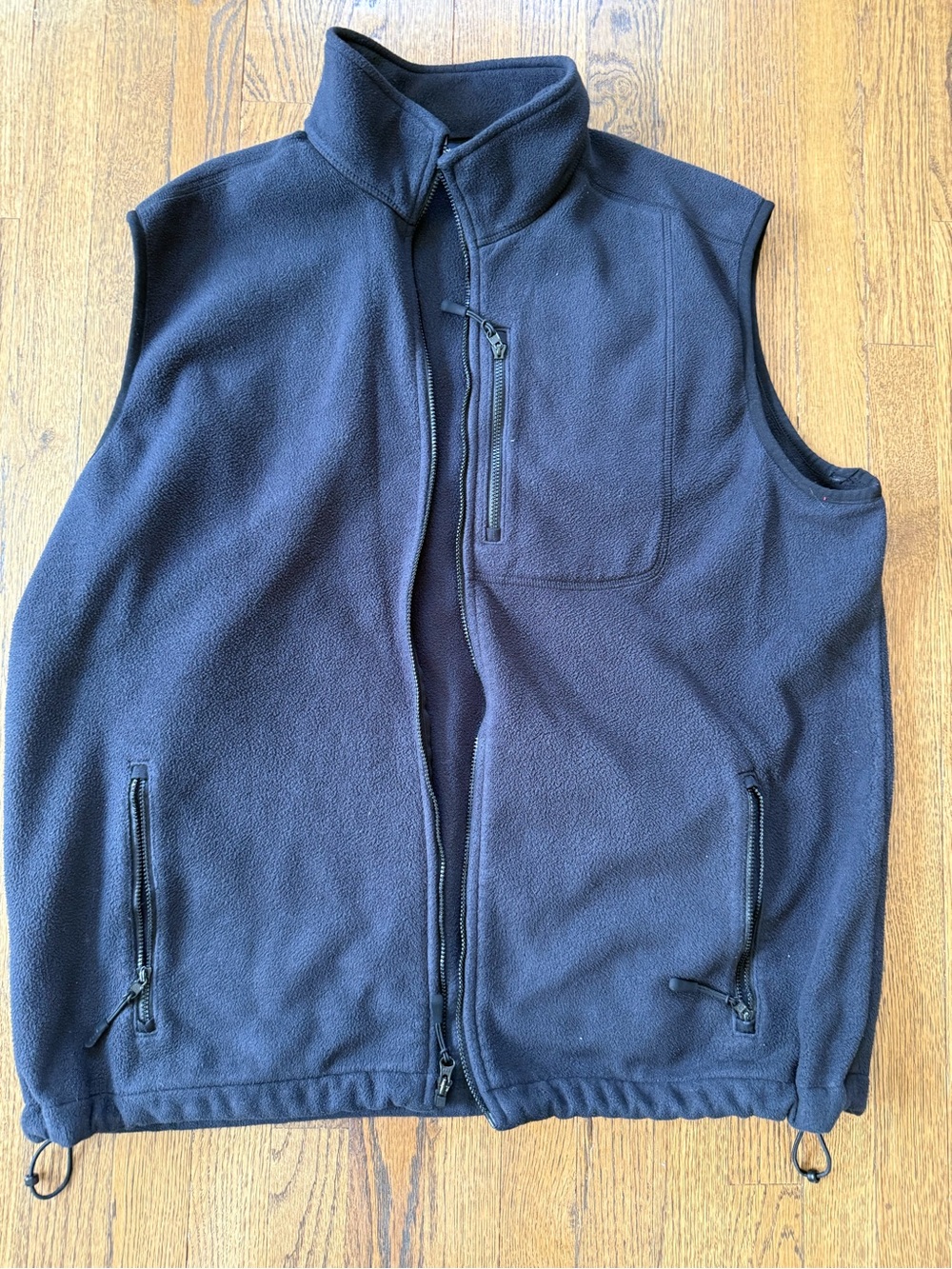 Lands' End Men's Black Fleece Vest - Zip Front
